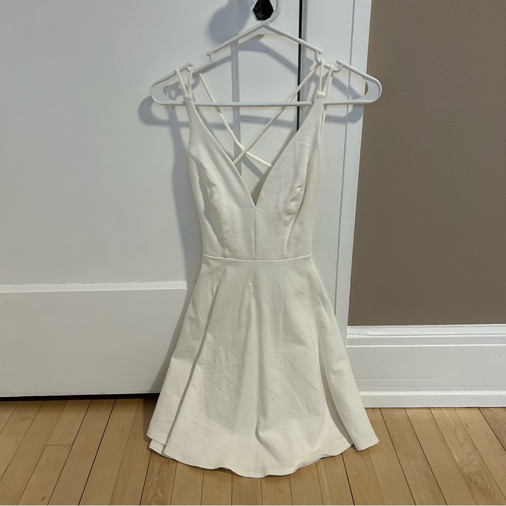 Lulus white strappy backless skater dress (XS)